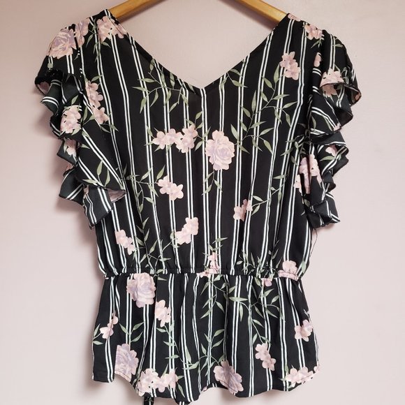 Streetwear Society Size Large Semi-Sheer Women's Floral Top - Gently Used - Picture 3 of 6